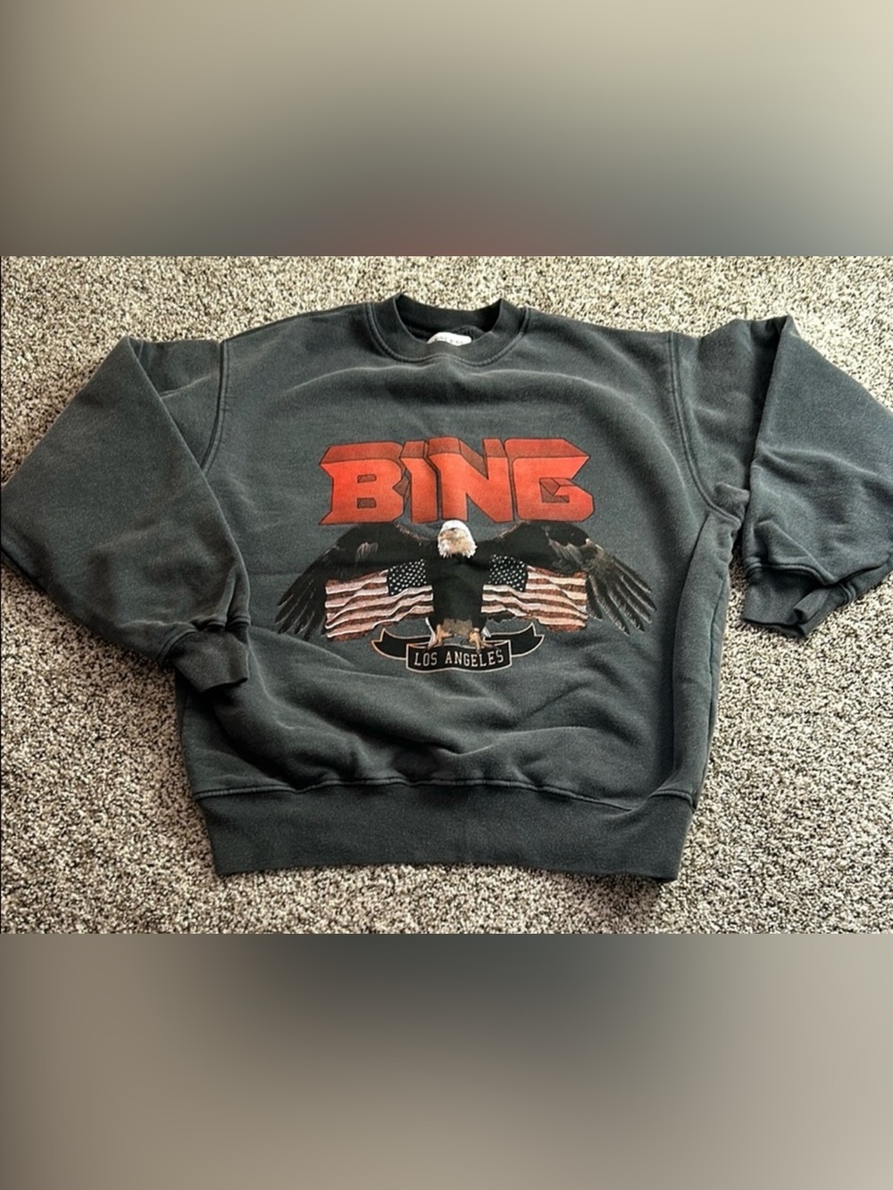ANINE BING Vintage Bing Eagle Graphic Sweatshirt Charcoal XS